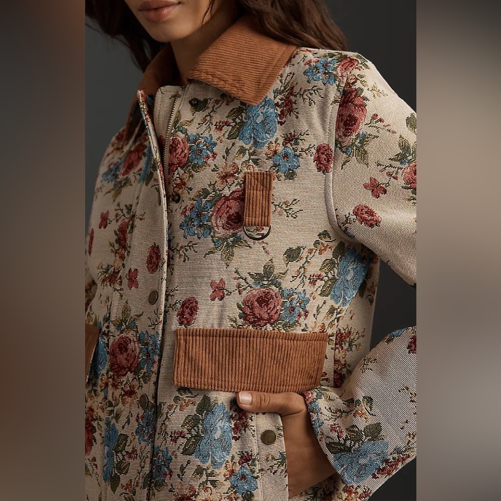 Avec Les Filles Floral Barn Chore Coat Jacket